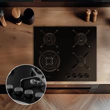 Bolero Squad G 4400S Nano Glass - Placa de gas de 4 Fuegos, 8kW, Nano Glass, Parrillas de Hierro Fundido, Quemador WOK Triple Corona, Encendido Electrónico, Seguridad en Válvulas, accesorio para la conversión de gas incluído.