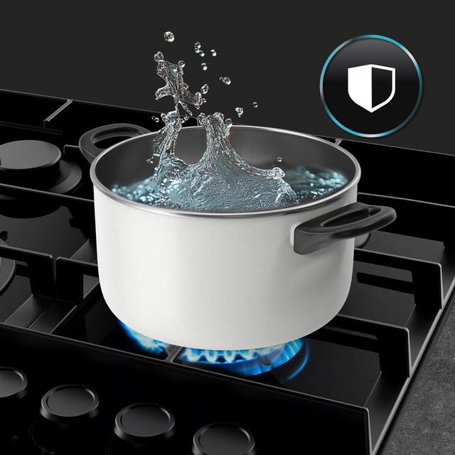 Bolero Squad G 4400F Glass Black - Placa de gas de 4 Fuegos, 8kW, Glass Black, Parrillas de Hierro Fundido, Quemador WOK Triple Corona, Encendido Electrónico, Seguridad en Válvulas, accesorio para la conversión de gas incluído.