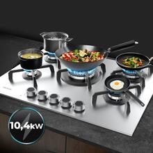 Bolero Squad G 5400S Inox - Placa de gas de 5 Fuegos, 10,4kW, Acero Inoxidable, Parrillas de Hierro Fundido, Quemador WOK Triple Corona, Encendido Electrónico, Seguridad en Válvulas, accesorio para la conversión de gas incluído.