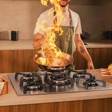 Bolero Squad G 5400S Inox - Plaque de cuisson à gaz 5 brûleurs, 10,4 kW, acier inoxydable, grilles en fonte, brûleur WOK à triple couronne, allumage électronique, soupapes de sécurité, accessoire de conversion de gaz inclus.