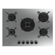 Bolero Squad G 5400S Inox - Placa de gas de 5 Fuegos, 10,4kW, Acero Inoxidable, Parrillas de Hierro Fundido, Quemador WOK Triple Corona, Encendido Electrónico, Seguridad en Válvulas, accesorio para la conversión de gas incluído.