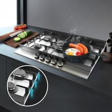 Bolero Squad G 5400F Inox - Placa de gas de 5 Fuegos, 10,4kW, Acero Inoxidable, Parrillas de Hierro Fundido, Quemador WOK Triple Corona, Encendido Electrónico, Seguridad en Válvulas, accesorio para la conversión de gas incluído.