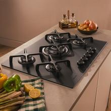 Bolero Squad G 5400S Nano Glass - Plaque de cuisson à gaz 5 brûleurs, 10,4 kW, Nano Glass, grilles en fonte, brûleur WOK à triple couronne, allumage électronique, sécurité des soupapes, accessoire de conversion de gaz inclus.
