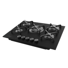 Bolero Squad G 5400S Nano Glass - Placa de gas de 5 Fuegos, 10,4kW, Nano Glass, Parrillas de Hierro Fundido, Quemador WOK Triple Corona, Encendido Electrónico, Seguridad en Válvulas, accesorio para la conversión de gas incluído.