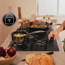 Bolero Squad G 5400S Nano Glass - Plaque de cuisson à gaz 5 brûleurs, 10,4 kW, Nano Glass, grilles en fonte, brûleur WOK à triple couronne, allumage électronique, sécurité des soupapes, accessoire de conversion de gaz inclus.
