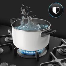 Bolero Squad G 5400S Nano Glass - Placa de gas de 5 Fuegos, 10,4kW, Nano Glass, Parrillas de Hierro Fundido, Quemador WOK Triple Corona, Encendido Electrónico, Seguridad en Válvulas, accesorio para la conversión de gas incluído.