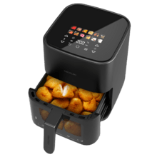 Fritadeira Cecofry&Grill Duoheat 4000 Air com dupla resistência para perfeito escurecimento e sabor grelhado em carnes, capacidade de 4 litros e potência de 1900 W para pratos saudáveis.