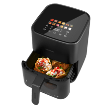 Cecofry&Grill Duoheat 4000 Friggitrice ad aria con doppia resistenza per una doratura perfetta e sapore di barbecue sulla carne, capacità di 4 litri e potenza di 1900 W per piatti salutari.