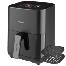 Cecofry&Grill Duoheat 4000 Friggitrice ad aria con doppia resistenza per una doratura perfetta e sapore di barbecue sulla carne, capacità di 4 litri e potenza di 1900 W per piatti salutari.