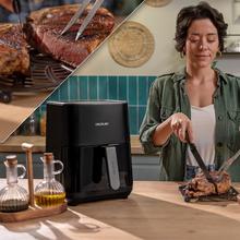 Cecofry&Grill Duoheat 4000 Friggitrice ad aria con doppia resistenza per una doratura perfetta e sapore di barbecue sulla carne, capacità di 4 litri e potenza di 1900 W per piatti salutari.