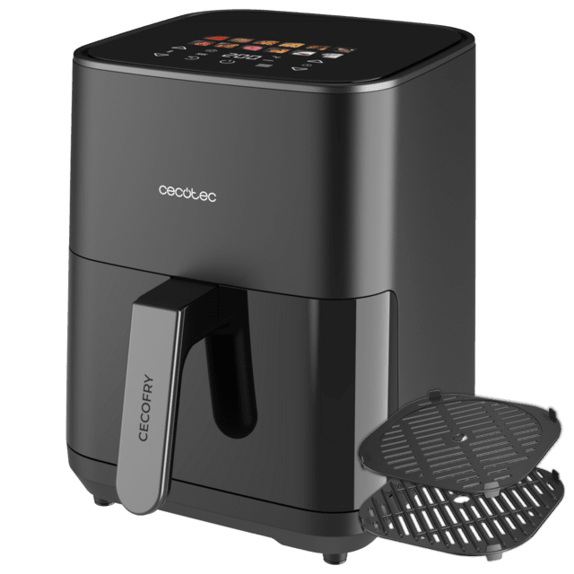 Cecofry&Grill Duoheat 4000 Heißluftfritteuse mit doppeltem Heizelement für perfekte Bräunung und Grillfleischgeschmack, 4 Liter Fassungsvermögen und 1900 W Leistung für gesunde Gerichte.
