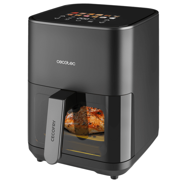 Cecofry&Grill Duoheat 4000 Heißluftfritteuse mit doppeltem Heizelement für perfekte Bräunung und Grillfleischgeschmack, 4 Liter Fassungsvermögen und 1900 W Leistung für gesunde Gerichte.