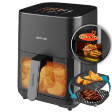 Fritadeira Cecofry&Grill Duoheat 4000 Air com dupla resistência para perfeito escurecimento e sabor grelhado em carnes, capacidade de 4 litros e potência de 1900 W para pratos saudáveis.