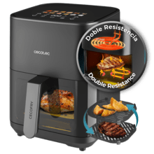Cecofry&Grill Duoheat 4000 Air fryer Freidora de aire con doble resistencia para dorado perfecto y sabor de parrilla en carnes, capacidad de 4 litros y potencia de 1900 W para platos saludables.