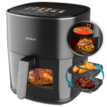 Cecofry&Grill Duoheat 6500 Air fryer  Freidora de aire con doble resistencia para dorado perfecto y sabor de parrilla en carnes, capacidad de 6,5 litros y potencia de 2200 W para platos saludables.