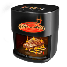 Cecofry&Grill Duoheat 6500 Friggitrice ad aria con doppia resistenza per una doratura perfetta e sapore di barbecue sulla carne, capacità di 6,5 litri e potenza di 2200 W per piatti salutari.
