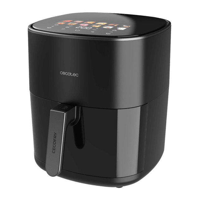 Fritadeira Cecofry&Grill Duoheat 6500 Air com dupla resistência para perfeito escurecimento e sabor grelhado em carnes, capacidade de 6,5 litros e potência de 2200 W para pratos saudáveis.