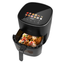 Cecofry&Grill Duoheat 6500 Friggitrice ad aria con doppia resistenza per una doratura perfetta e sapore di barbecue sulla carne, capacità di 6,5 litri e potenza di 2200 W per piatti salutari.
