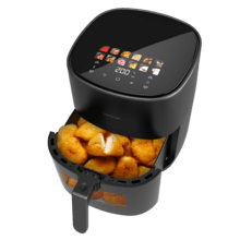 Friggitrice ad aria Cecofry&Grill Duoheat 6500 con doppia resistenza per una perfetta doratura e sapore di grigliata nelle carni, capacità di 6,5 litri e potenza di 2200 W per piatti sani.