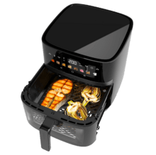 Cecofry&Grill Duoheat 8000 Freidora de aire con doble resistencia para dorado perfecto y sabor de parrilla en carnes, capacidad de 8 litros y potencia de 2200 W para platos saludables.