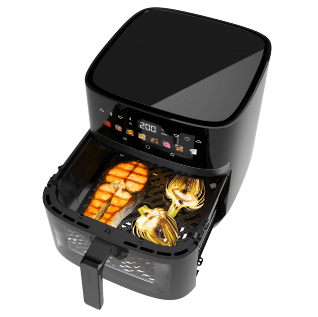 Cecofry&Grill Duoheat 8000 Friteuse à air avec double résistance pour un grillage parfait de la viande, capacité de 8 litres et puissance de 2200 W pour des plats sains.