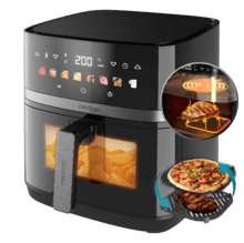Cecofry&Grill Duoheat 8000 Freidora de aire con doble resistencia para dorado perfecto y sabor de parrilla en carnes, capacidad de 8 litros y potencia de 2200 W para platos saludables.