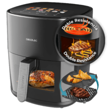 Cecofry&Grill Duoheat 8000 Freidora de aire con doble resistencia para dorado perfecto y sabor de parrilla en carnes, capacidad de 8 litros y potencia de 2200 W para platos saludables.