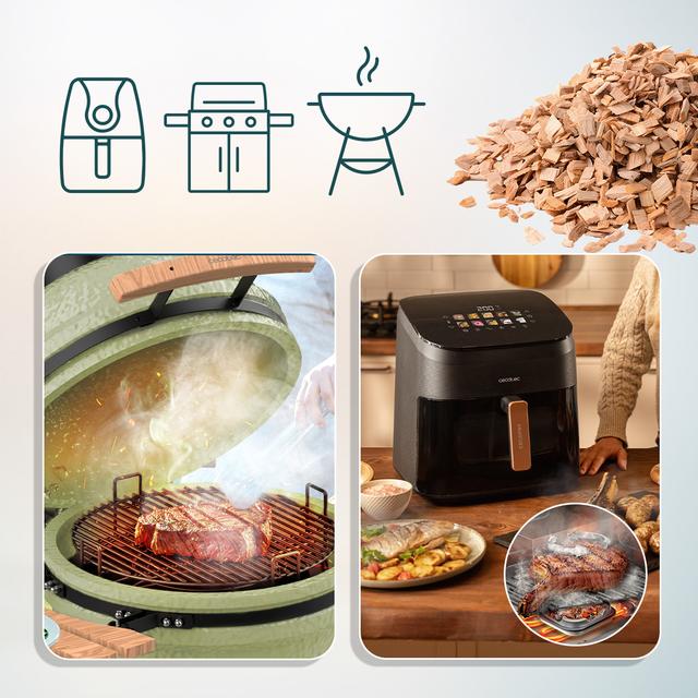 Uso de chips de ahumado CECOTEC Smokin’ Cherry Chips en airfryer y barbacoa