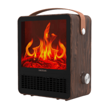 ReadyWarm 1500 Ceramic Flames Calefactor cerámico de sobremesa con 1500 W, Luz con efecto llamas, termostato regulable y 2 modos de funcionamiento.