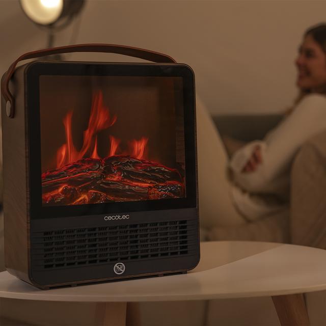 ReadyWarm 1500 Ceramic Flames Calefactor cerámico de sobremesa con 1500 W, Luz con efecto llamas, termostato regulable y 2 modos de funcionamiento.