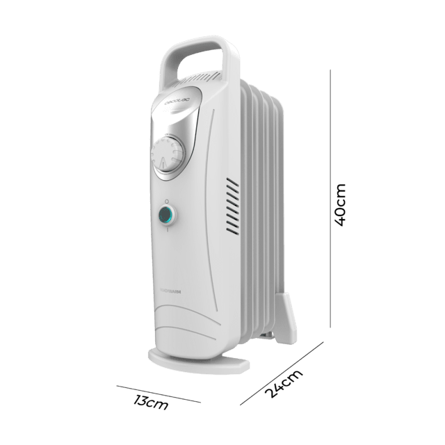 ReadyWarm 500 Space White Radiador Eléctrico de Aceite con 5 Módulos, Bajo Consumo, 500 W, Sistema de Seguridad, 10 m2