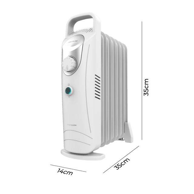 ReadyWarm 700 Space White Radiador Eléctrico de Aceite con 7 Módulos, Bajo Consumo, 800 W, Sistema de Seguridad, 12 m2