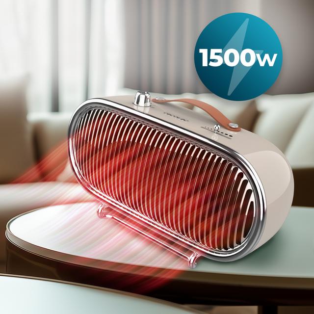 ReadyWarm 1500 Ceramic Retro ReadyWarm 1500 Ceramic Flames Aquecedor de mesa em cerâmica com 1500 W, design retro, termóstato regulável e 2 modos de funcionamento.