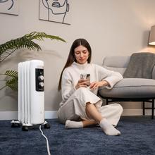 ReadyWarm 550 Space White. Radiador Eléctrico de Aceite con 5 Módulos, Bajo Consumo, 1000 W, 3 Niveles de potencia, Sistema de Seguridad, Ruedas 12 m2
