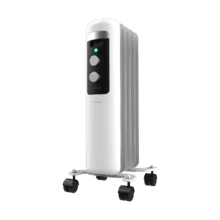 ReadyWarm 550 Space White. Radiador Eléctrico de Aceite con 5 Módulos, Bajo Consumo, 1000 W, 3 Niveles de potencia, Sistema de Seguridad, Ruedas 12 m2