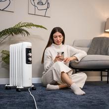 ReadyWarm 750 Space White. Radiador Eléctrico de Aceite con 7 Módulos, Bajo Consumo, 1500 W, 3 Niveles de potencia, Sistema de Seguridad, Ruedas 15 m2