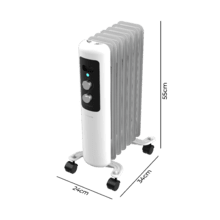 ReadyWarm 750 Space White Radiador Eléctrico de Aceite con 7 Módulos, Bajo Consumo, 1500 W, 3 Niveles de potencia, Sistema de Seguridad, Ruedas 15 m2