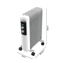 ReadyWarm 950 Space White. Radiador Eléctrico de Aceite con 9 Módulos, Bajo Consumo, 2000 W, 3 Niveles de potencia, Sistema de Seguridad, Ruedas 20 m2