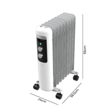 ReadyWarm 950 Space White Radiador Eléctrico de Aceite con 9 Módulos, Bajo Consumo, 2000 W, 3 Niveles de potencia, Sistema de Seguridad, Ruedas 20 m2