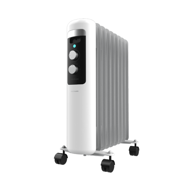 ReadyWarm 950 Space White Radiador Eléctrico de Aceite con 9 Módulos, Bajo Consumo, 2000 W, 3 Niveles de potencia, Sistema de Seguridad, Ruedas 20 m2