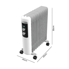 ReadyWarm 11050 Space White. Radiador Eléctrico de Aceite con 11 Módulos, Bajo Consumo, 2500 W, 3 Niveles de potencia, Sistema de Seguridad, Ruedas 25 m2