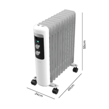 ReadyWarm 11050 Space White Radiador Eléctrico de Aceite con 11 Módulos, Bajo Consumo, 2500 W, 3 Niveles de potencia, Sistema de Seguridad, Ruedas 25 m2