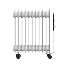 ReadyWarm 11050 Space White. Radiador Eléctrico de Aceite con 11 Módulos, Bajo Consumo, 2500 W, 3 Niveles de potencia, Sistema de Seguridad, Ruedas 25 m2
