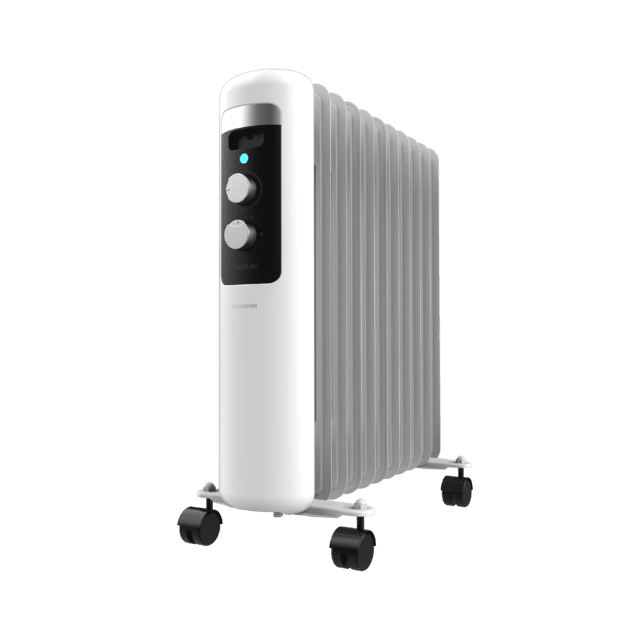 ReadyWarm 11050 Space White Radiador Eléctrico de Aceite con 11 Módulos, Bajo Consumo, 2500 W, 3 Niveles de potencia, Sistema de Seguridad, Ruedas 25 m2