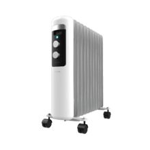 ReadyWarm 11050 Space White. Radiador Eléctrico de Aceite con 11 Módulos, Bajo Consumo, 2500 W, 3 Niveles de potencia, Sistema de Seguridad, Ruedas 25 m2