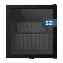 Bolero CoolMarket BC 52 Black Nevera Mini Bar con puerta de cristal, chasis color negro, Capacidad 52 Litros (53 Latas de 33cl), Compresor incorporado, Luz LED interior, Temperatura 0ºC a 10ºC, Ancho 44.5 x Alto 50.3 x Fondo 50 cm