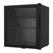 Bolero CoolMarket BC 52 Black Nevera Mini Bar con puerta de cristal, chasis color negro, Capacidad 52 Litros (53 Latas de 33cl), Compresor incorporado, Luz LED interior, Temperatura 0ºC a 10ºC, Ancho 44.5 x Alto 50.3 x Fondo 50 cm