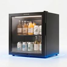 Bolero CoolMarket BC 52 Black Mini-bar-Kühlschrank mit Glastür, schwarzes Gehäuse, Fassungsvermögen 52 Liter (53 Dosen à 33cl), eingebauter Kompressor, LED-Innenbeleuchtung, Temperatur 0ºC bis 10ºC, Breite 44,5 x Höhe 50,3 x Tiefe 50 cm