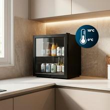 Bolero CoolMarket BC 72 Black Nevera Mini Bar con puerta de cristal, chasis color negro, Capacidad 72 Litros (88 Latas de 33cl), Compresor incorporado, Luz LED interior, Temperatura 0ºC a 10ºC, Ancho 44.5 x Alto 67.8 x Fondo 50 cm