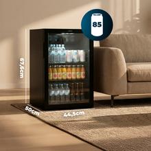 Bolero CoolMarket BC 72 Black Nevera Mini Bar con puerta de cristal, chasis color negro, Capacidad 72 Litros (88 Latas de 33cl), Compresor incorporado, Luz LED interior, Temperatura 0ºC a 10ºC, Ancho 44.5 x Alto 67.8 x Fondo 50 cm